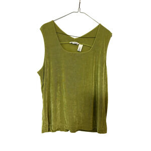 French Laundry Tank Top Womens XL Green Stretch Velvet Sleeveless Blouse Shirt